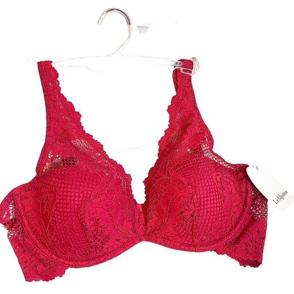 Ly Mystere Lace Allure Unlined Demi Bra Roby Red Women's Size 36B NWT - Picture 5 of 9